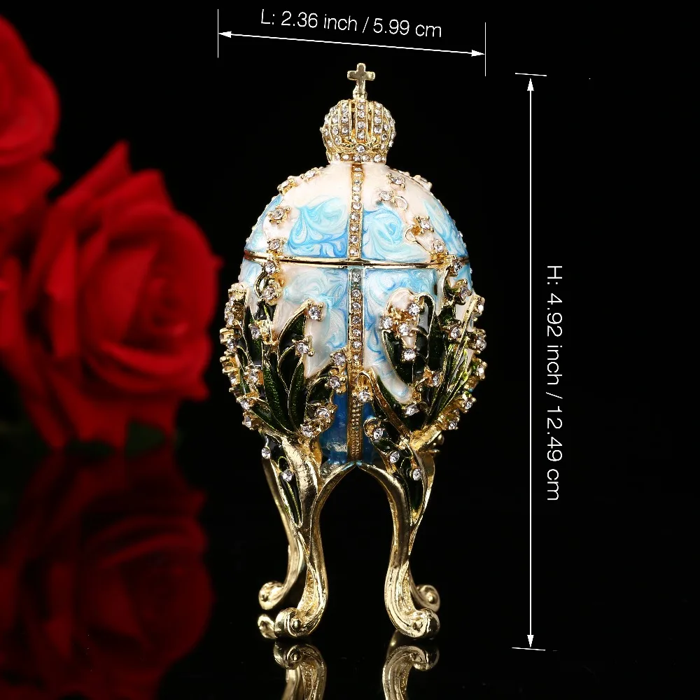 QIFU Новое поступление ремесленные металлические красивые Faberge яйцо для безделушки коробка