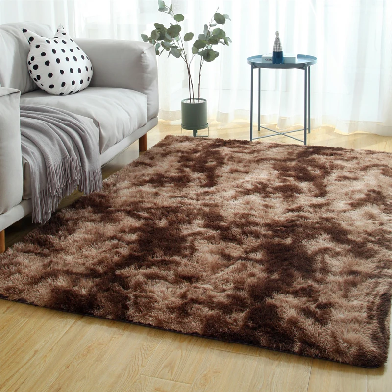 

Gradient color living room carpet European long hair fashion bedroom mat bay window bedside blanket washable personality rug