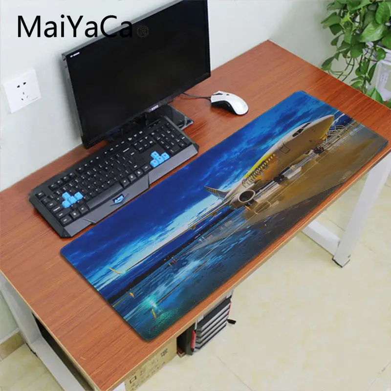 Игровой коврик для мыши Maiyaca с самолетом под голубым небом игровой большой
