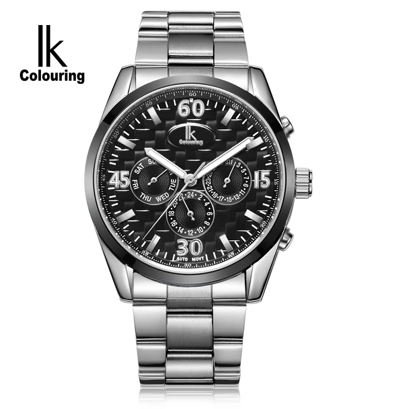 IK цветные автоматические механические часы с отображением даты недели 24 часа