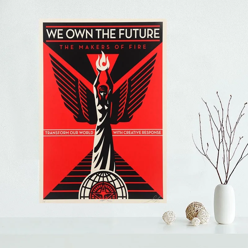 Горячая Распродажа индивидуальный холщовый постер Shepard Fairey домашний декор