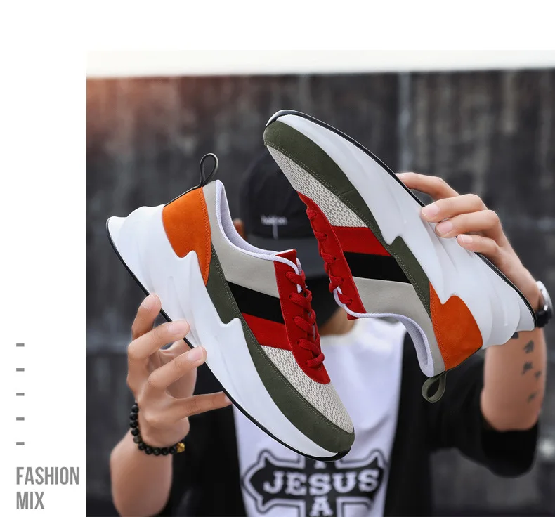 New Shark Off Fashion White Sneakers Men Spring Summer Chunky Sneakers Hip Hop Light Casual Suede Shoes Tenis Sapato Masculino