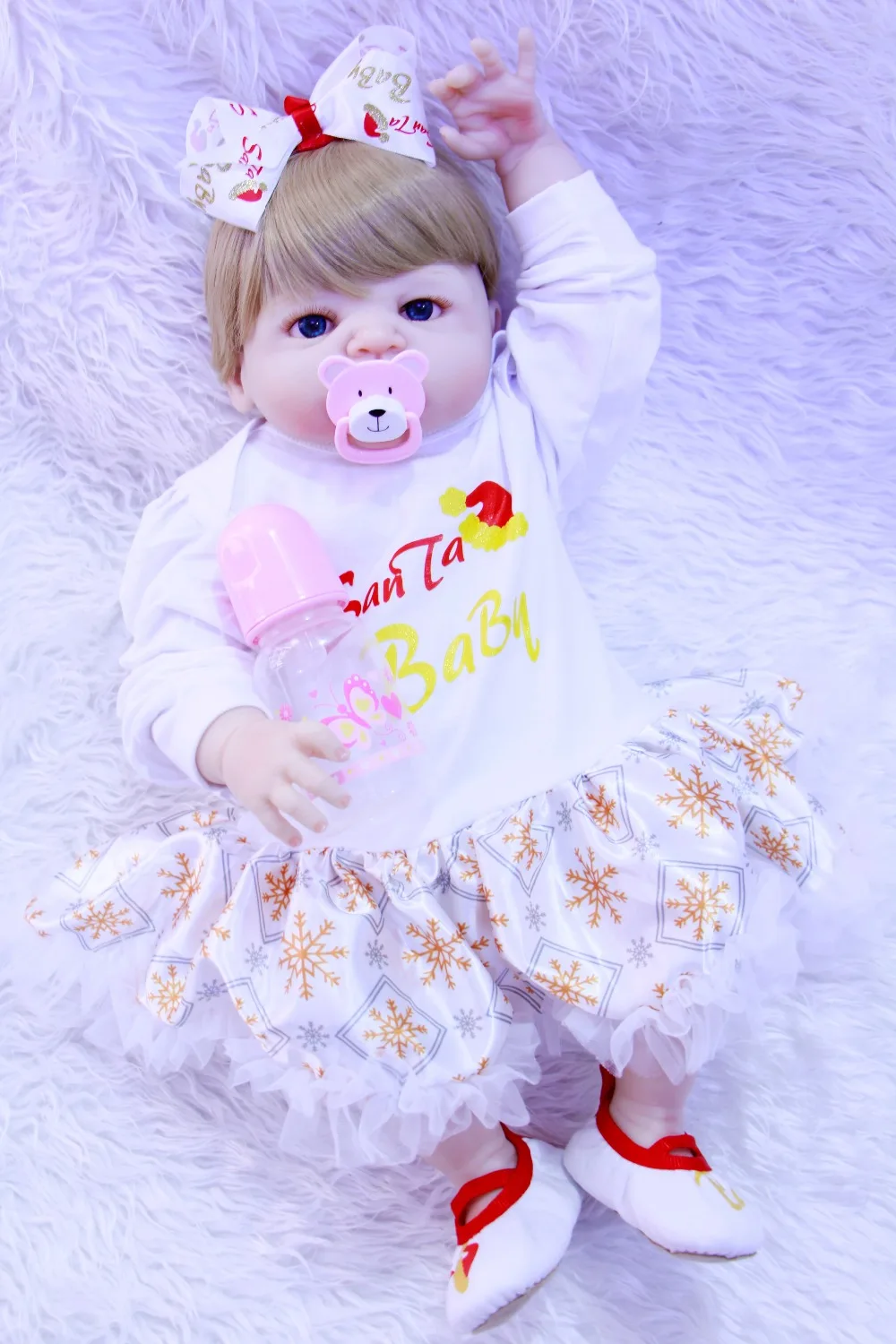 

55cm Full Silicone Body Reborn Baby Doll Toy For Girl Vinyl Newborn Princess Babies Bebe Bathe Accompanying Toy Birthday Gift