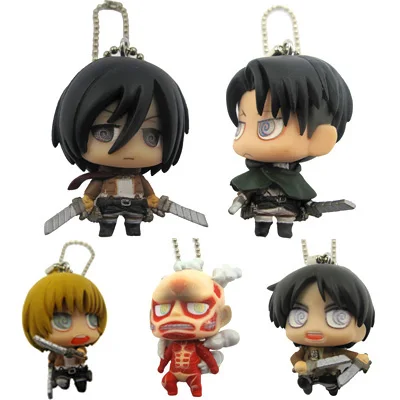 Брелок для ключей Eren Mikasa Levi Colossus Titan Armin набор из 5 капсул аниме Атака на титанов