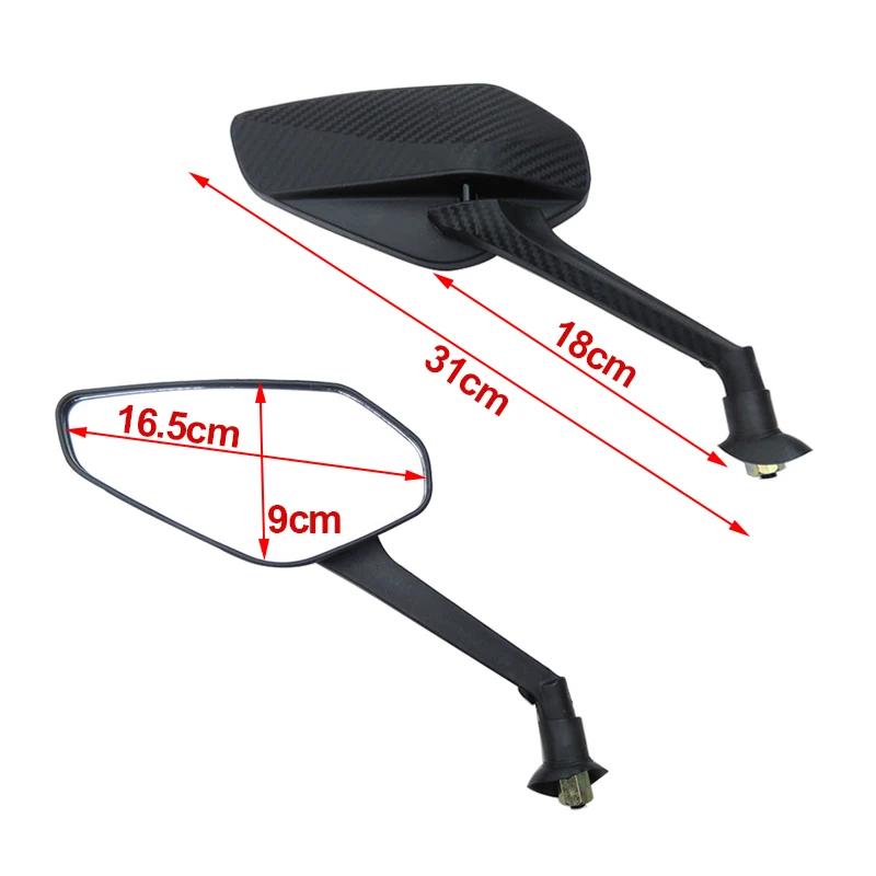 BOZXRX 1 Pair Motorcycle Carbon fiber grain Rear View Mirrors Handlebar Rearview Moto Side 8mm for Yamaha Honda | Автомобили и