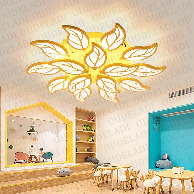 Modern LED Macaron Iron Ceiling Lights Minimalist leaf Living Room Bedroom Restaurant Decorative home lighting Lamps