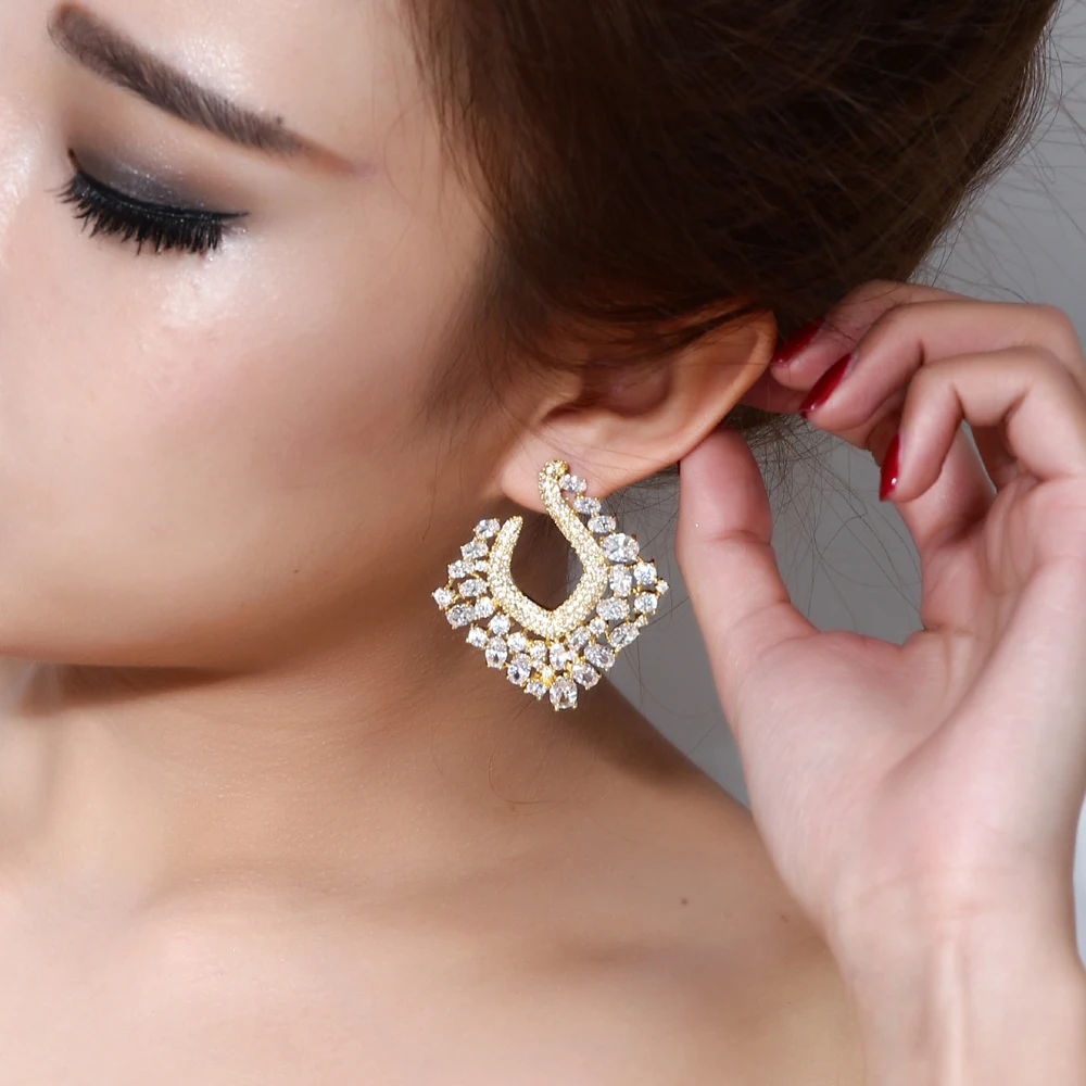 Абсолютно Великолепные серьги! Большие модные женские серьги из циркония