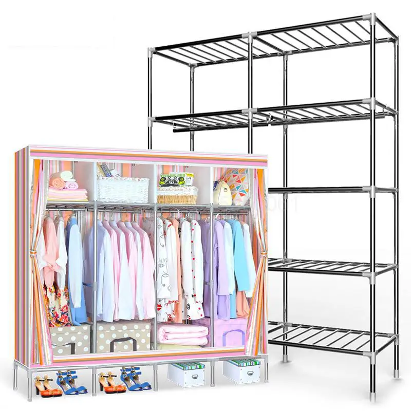 Простой тканевый гардероб простая и экономичная стальная труба Оксфорд