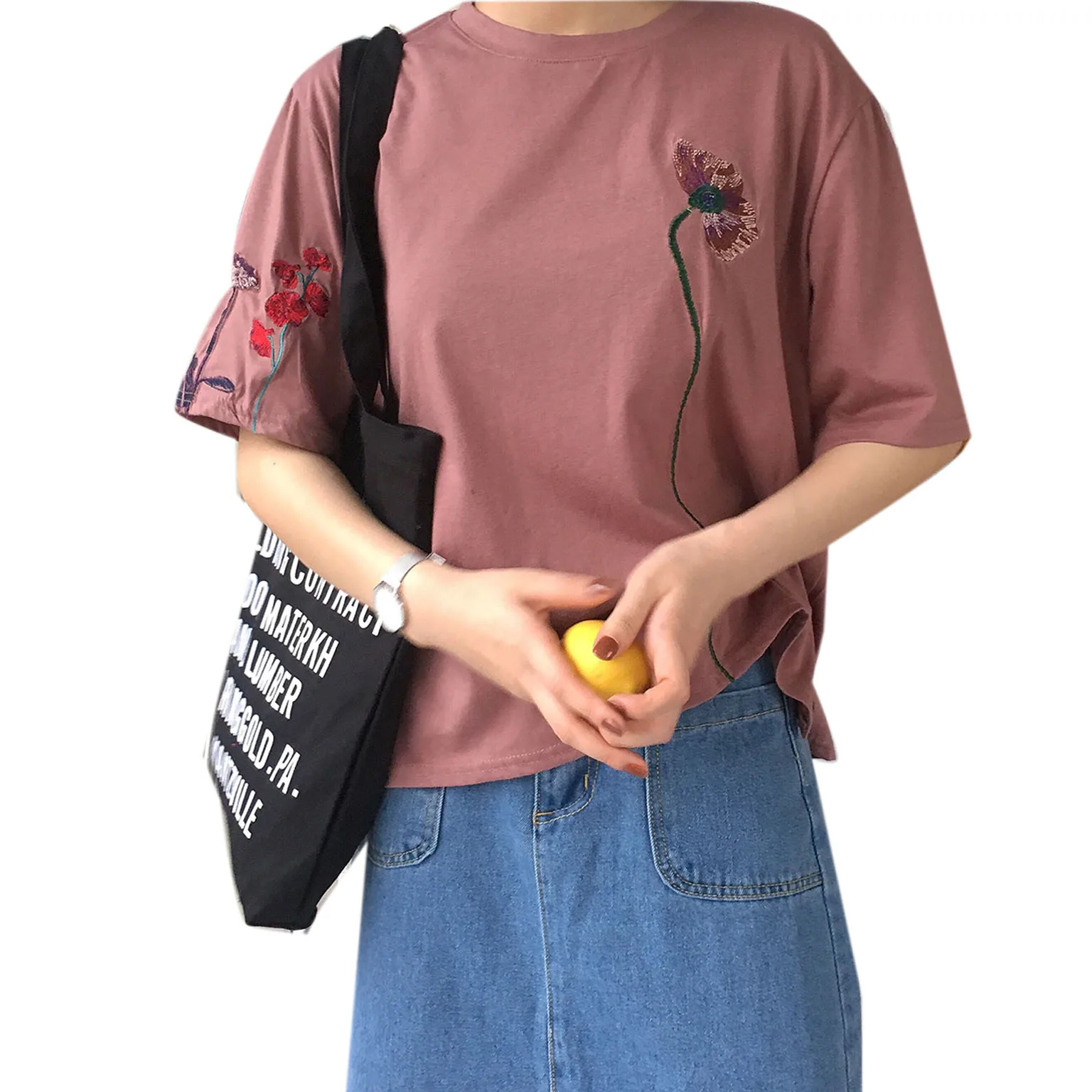 Женская футболка с короткими рукавами летняя повседневная свободная цветочной