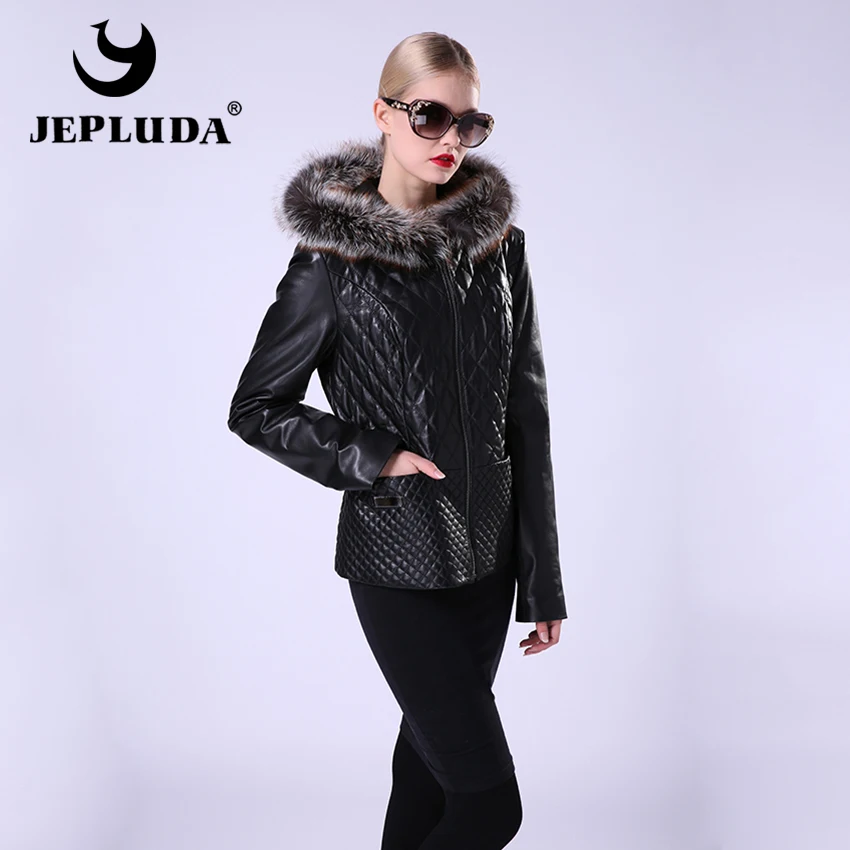 JEPLUDA Новые Реальные Кожаные Куртки Женщины Молнией Куртка Из Натуральной Кожи С