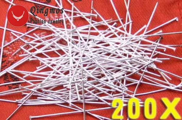 Qingmos 200 штук голова 50 мм посеребренные длинные шпильки аксессуары для ювелирных изделий Бисероплетение Сделай Сам GP117 - Цвет: 35mm