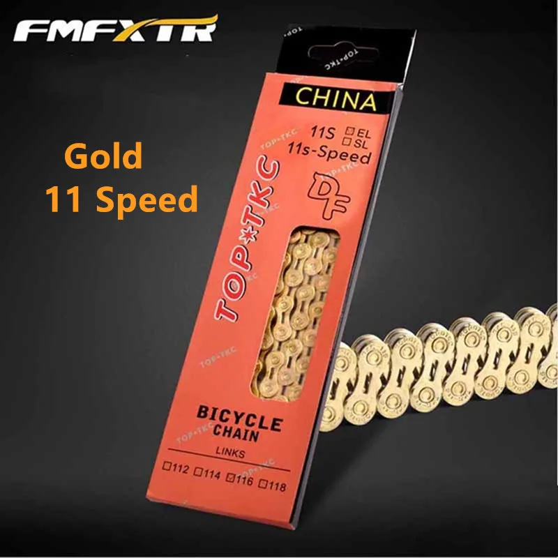 Gold 11 9/10/11 Скорость Сверхлегкий цепь для дорожного велосипеда с переменной цепь для скоростного велосипеда горные велосипеды цепи для Велосипедный спорт на открытом воздухе аксессуары - Цвет: Gold 11