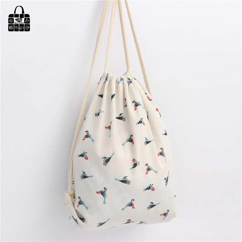 ROSEDIARY sparrow Печатный 100% хлопковый холщовый рюкзак для женщин и девочек harajuku сумка