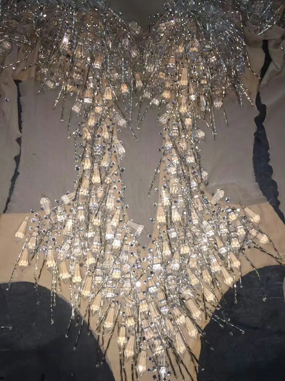 Сексуальный комбинезон одежда для сцены костюм со стеклянными кисточками цвет