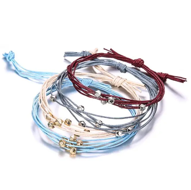 Charms Bracelet Богемский плетеный браслет Pure Life, 4 цвета, набор, бохо-веревочный браслет для женщин, браслет для девочки, обруч, ювелирное изделие, аксессуары для женщин - Окраска металла: Charms Bracelet
