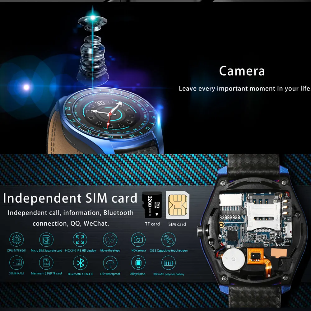 Beseneur V10 умные часы для мужчин с камерой Bluetooth Smartwatch Шагомер монитор сердечного
