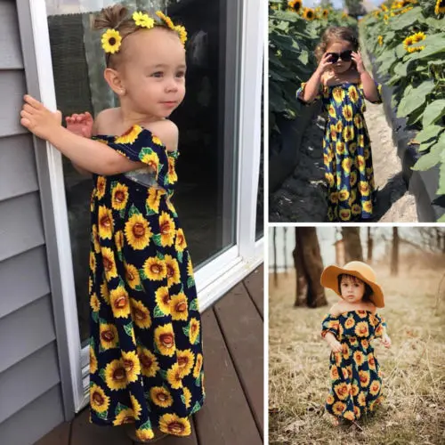 Новое поступление для детей платье с цветочным узором девочек открытыми плечами