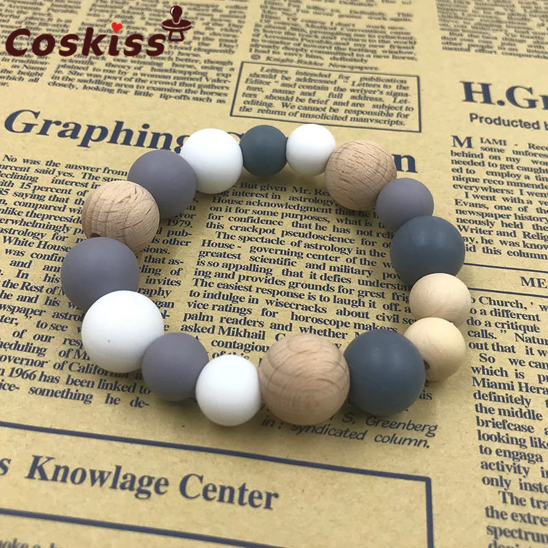 Collar de dentici&oacute;n para beb&eacute;, pulsera para mam&aacute;, cuentas de dentici&oacute;n de silicona, 100% libre de BPA-2
