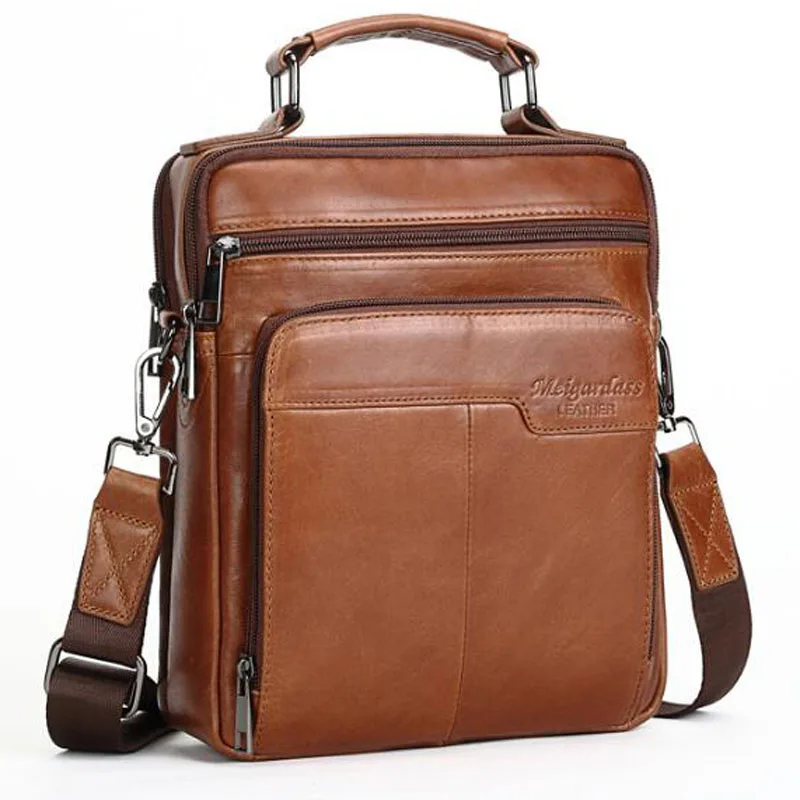 Сумка тоут мужская из натуральной кожи деловой саквояж на плечо для iPad модный