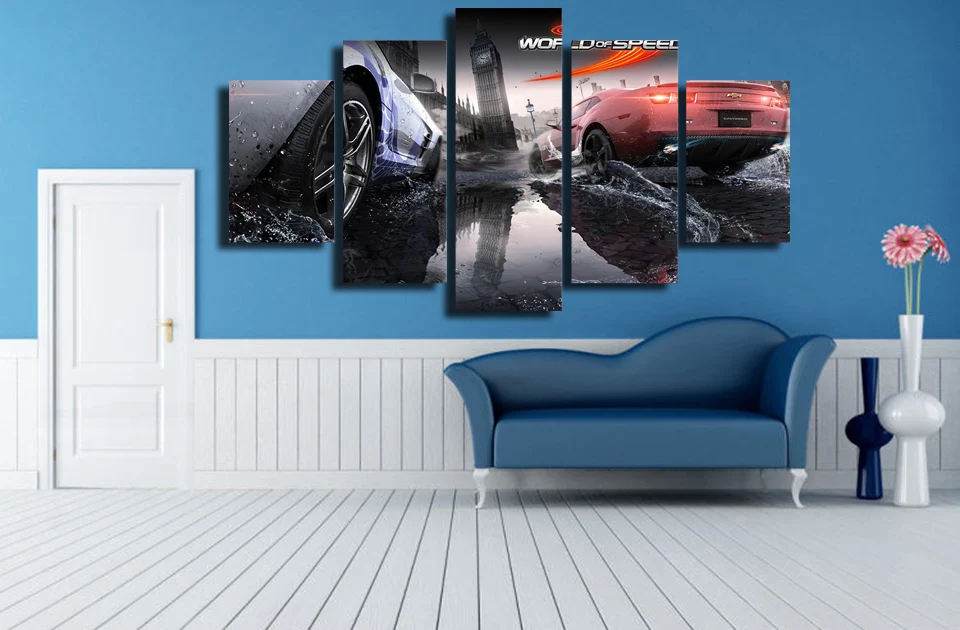 

5pcs Car Game Poster Unframed Canvas Painting On The Wall Pictures For Living Room Modern Oil Cuadros Decoracion Modular Picture