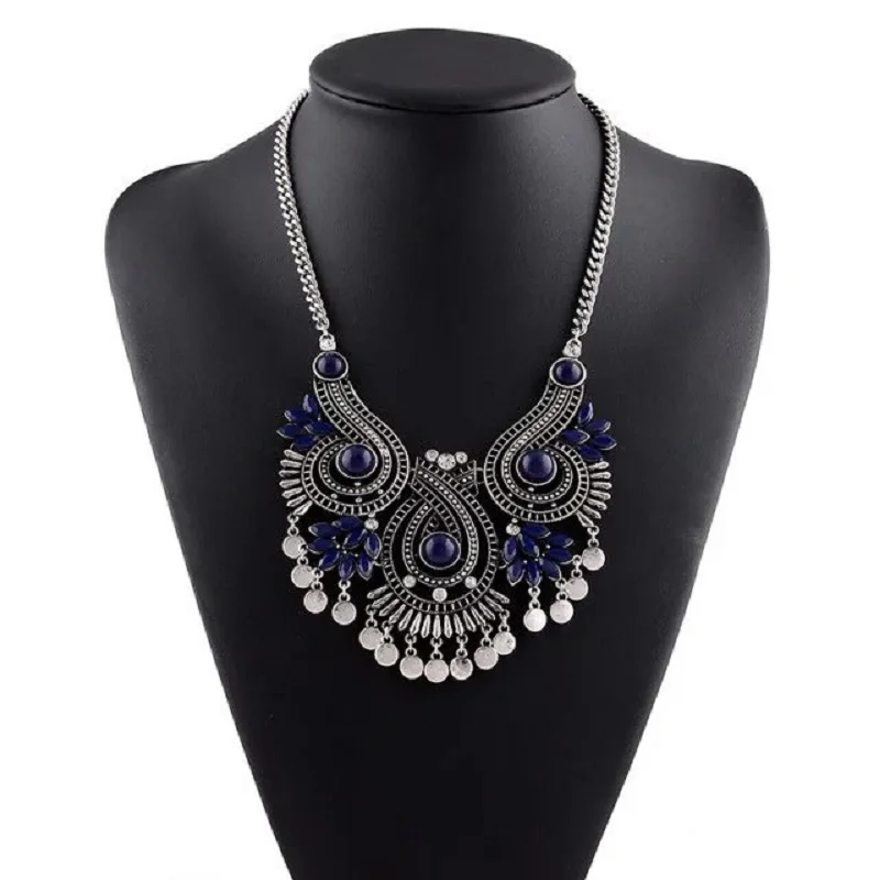 Blue Find Me бохо цветок Длинная кисточка ожерелье и подвески Смола Этническая цепочка для свитера винтажное Макси ожерелье Женская мода ювелирные изделия - Окраска металла: Blue