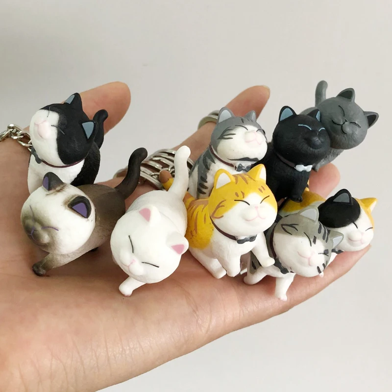 ПВХ 9 видов стилей мини маленькие милые колокол кошки рисунок кулон аниме брелок
