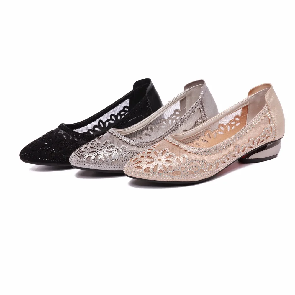 

GKTINOO 2019 New Summer Fashion Sandals Cut-outs Women Crystal Casual Ladies Shoes High Heels Tenis Feminino Plus Size 34-43