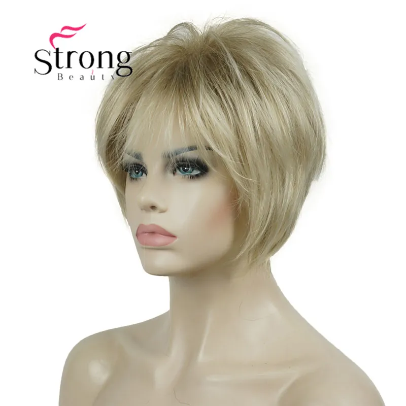 StrongBeauty короткий многослойный светлый Толстый Пушистый полный синтетический
