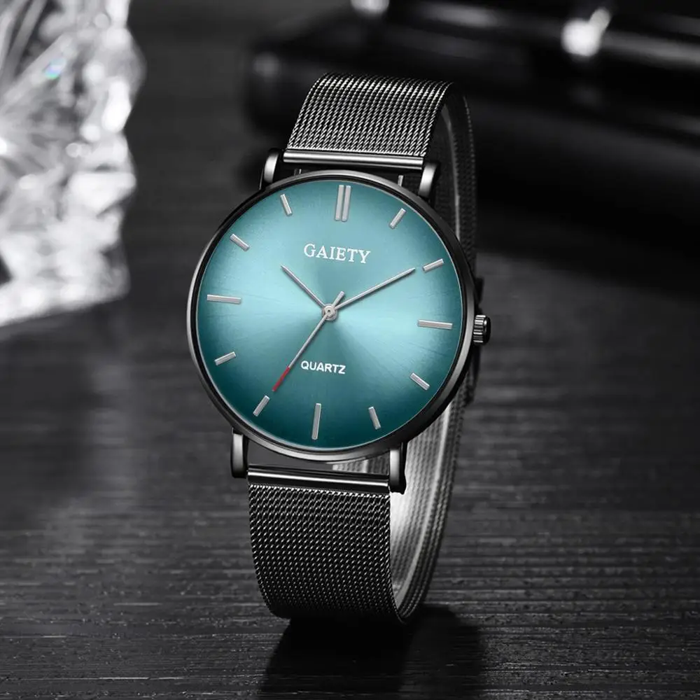 Мужские ультратонкие часы в стиле милитари Роскошные Кварцевые с градиентным