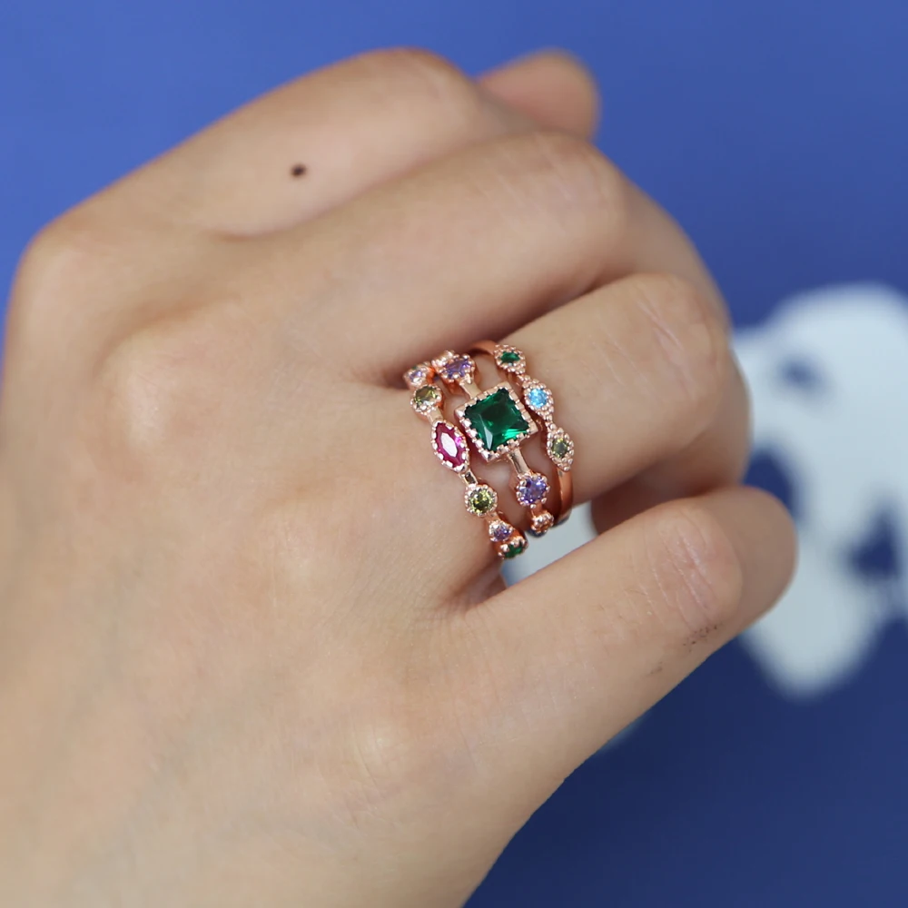 3 шт./компл. Ювелирное кольцо с кристаллами розовое золото цвет элегантное