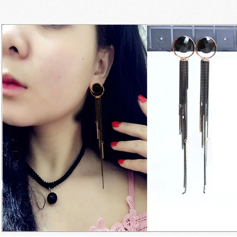 Модные ювелирные изделия красивые длинные серьги-подвески с металлической