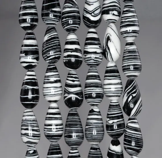 Матрица бирюзовый драгоценный камень черно белая полоса каплевидные 16x8 мм