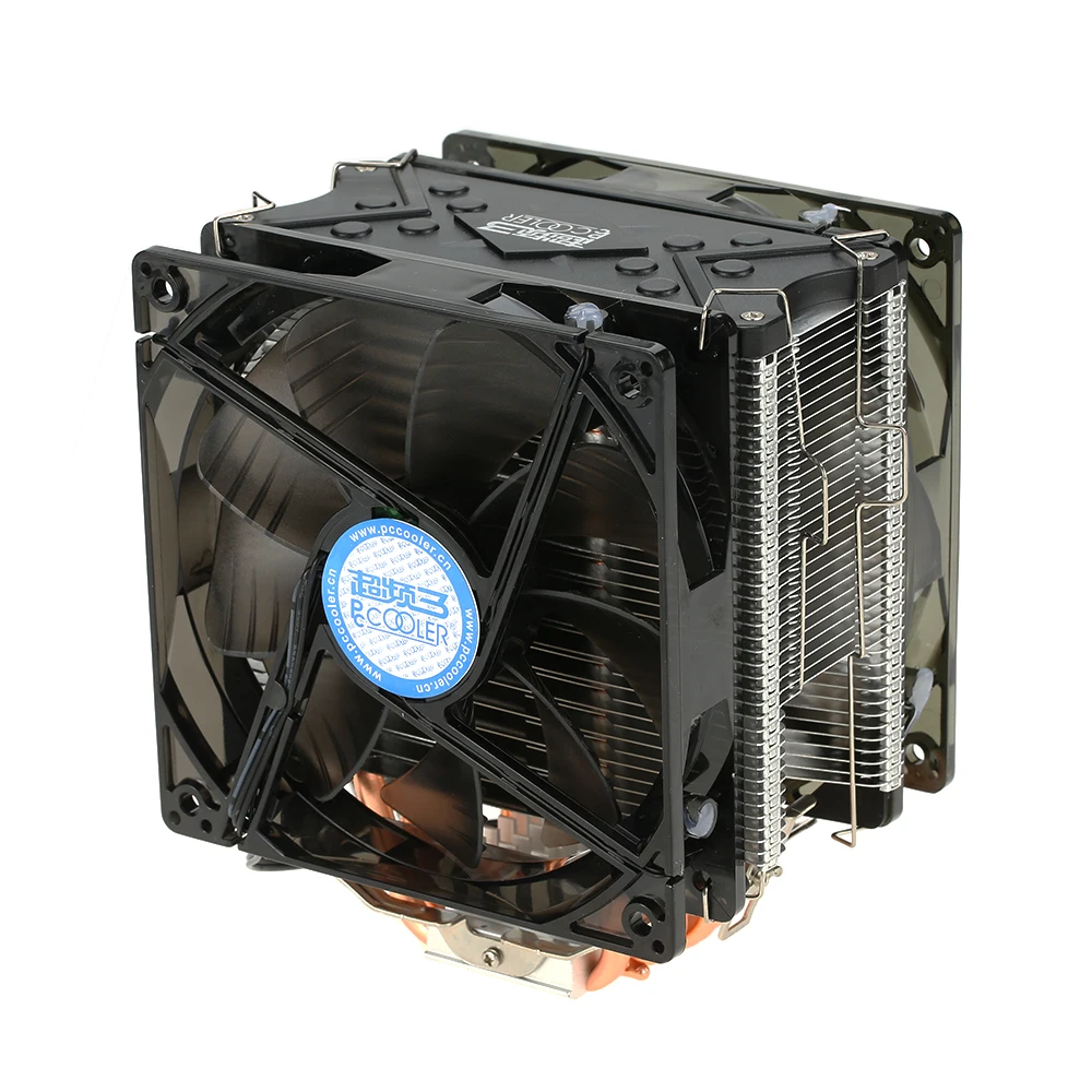 PCCOOLER Вентиляторы 5 тепловых трубок радиатор тихий 4-контактный процессор кулер радиатор Вентилятор охлаждения с двойной 120 мм светодиодный вентилятор для настольного компьютера
