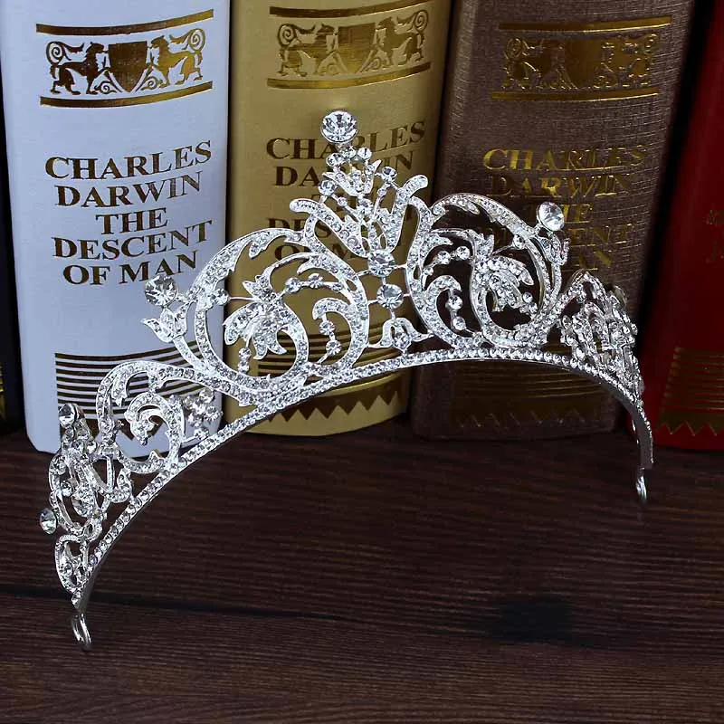 princess crown Большие стразы диадема кристалл лист Тиара повязка невесты Жемчуг Королевская корона Роскошные барокко Свадебные украшения для волос для женщин - Окраска металла: princess crown