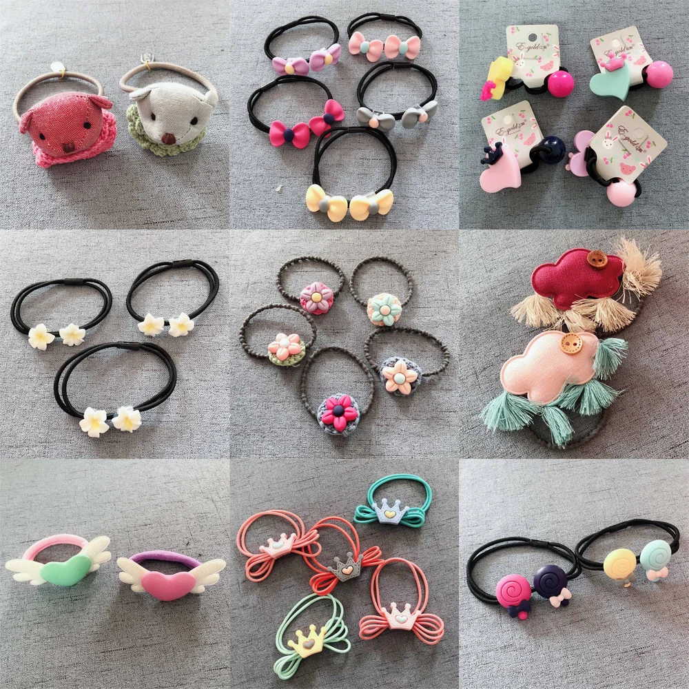 Shapu Cheap child high elastic hair ring flower bear wings pearl cute accessories tiara kids headwear girls baby | Детская одежда и