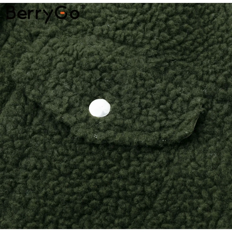 BerryGo пальто из искусственного меха овечьей шерсти на пуговицах модный розовый теплый зимний костюм для женщин осенняя верхняя одежда женское пальто