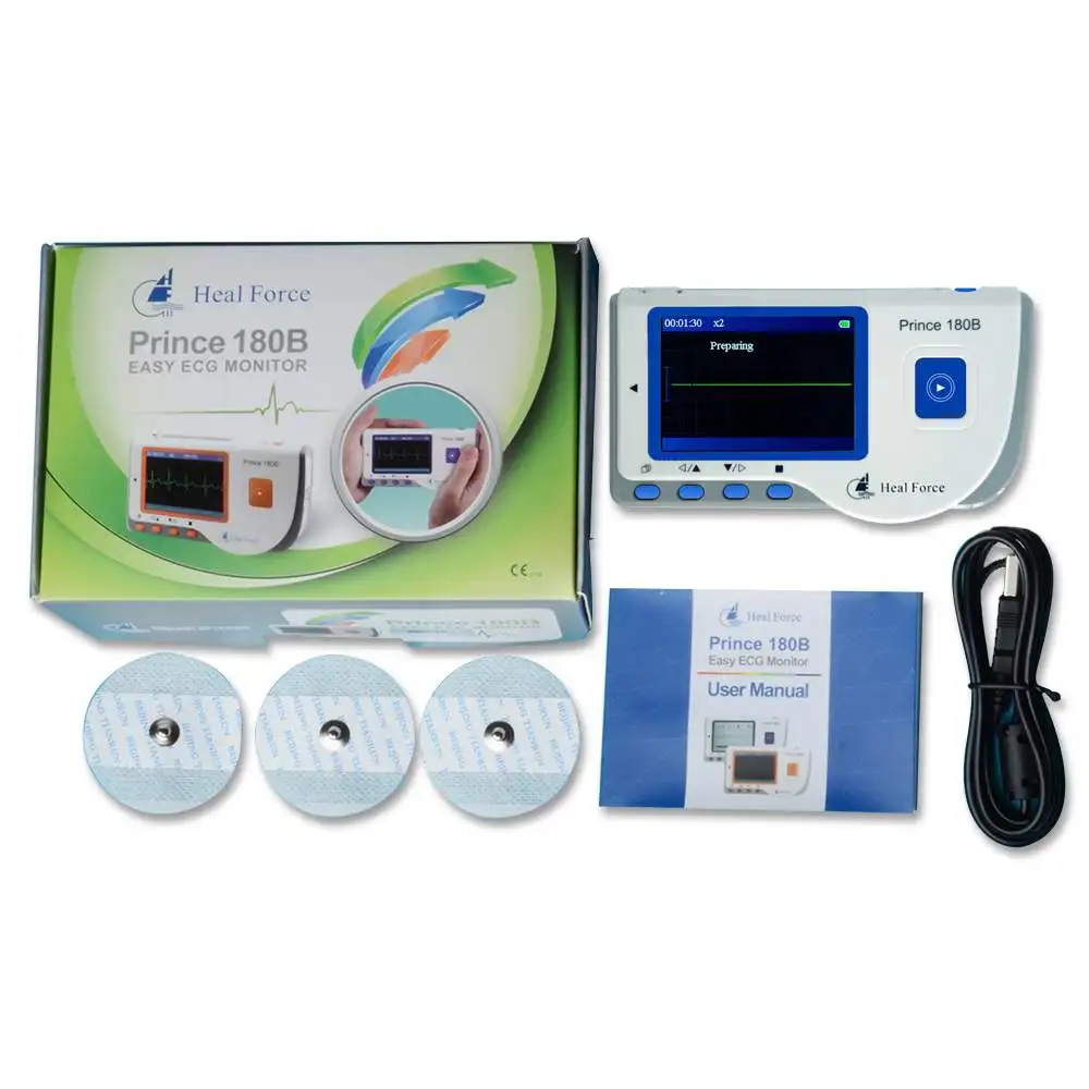 Heal Force Prince 180B1 портативный бытовой сердечный ЭКГ монитор Быстрый Датчик ЭКГ непрерывный мониторинг с свинцовым электродом