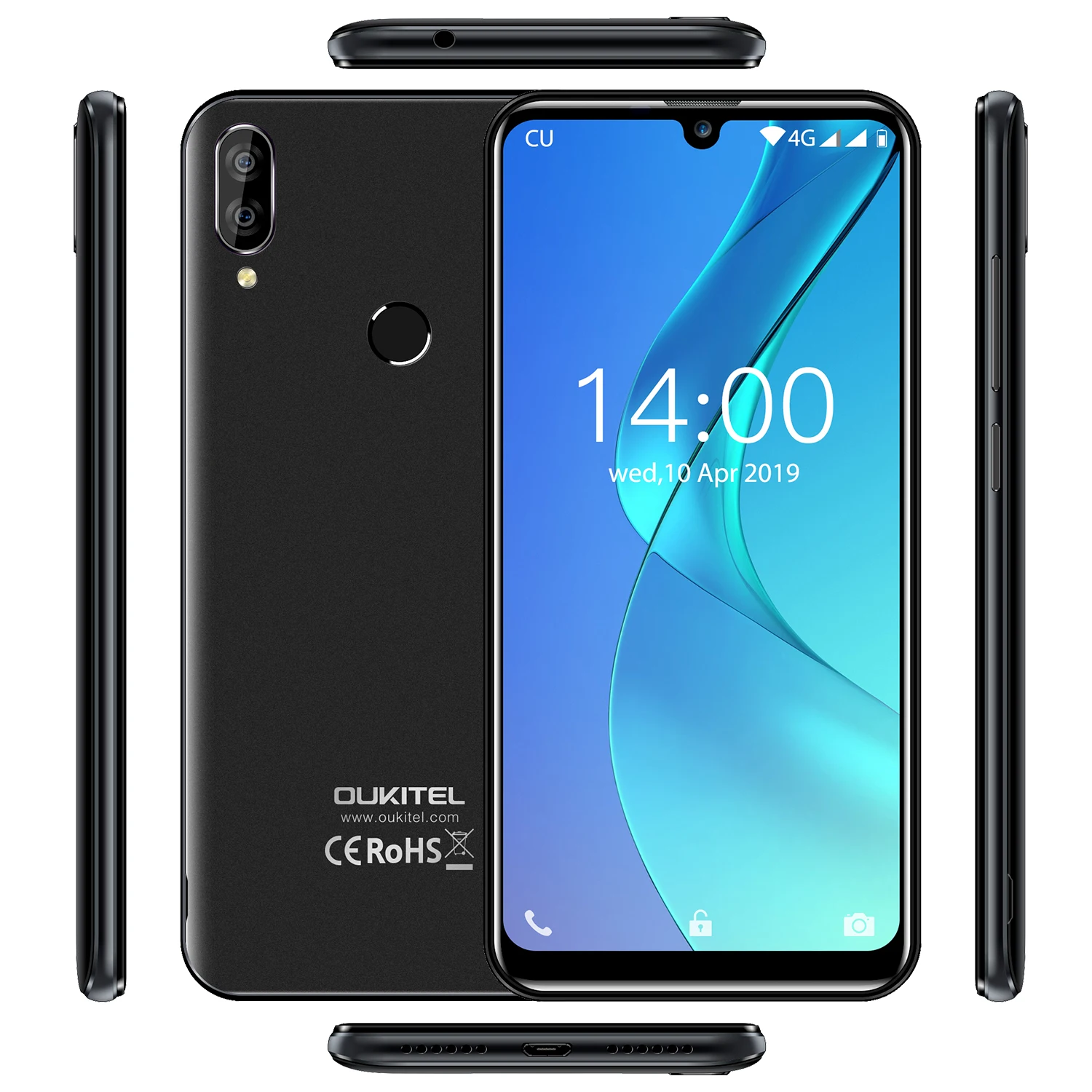 OUKITEL C16 Pro 5,71 ''Android 9,0 19:9 MT6761P 3 ГБ 32 ГБ смартфон отпечаток пальца Лицо ID капля экран 5 В/1A 4G мобильный телефон