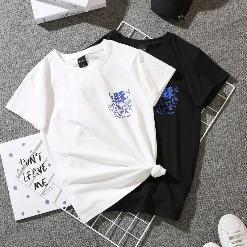 Restro Письма Pattern Для женщин белый Футболки Новое лето круглый Средства ухода за