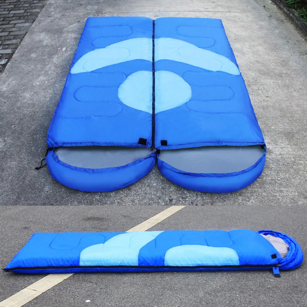 

Outdoor Ultralight Cotton Sleeping Bags Envelope Type Splicing Single Waterproof Smiling Face Sleeping Bag For Camping Hiking
