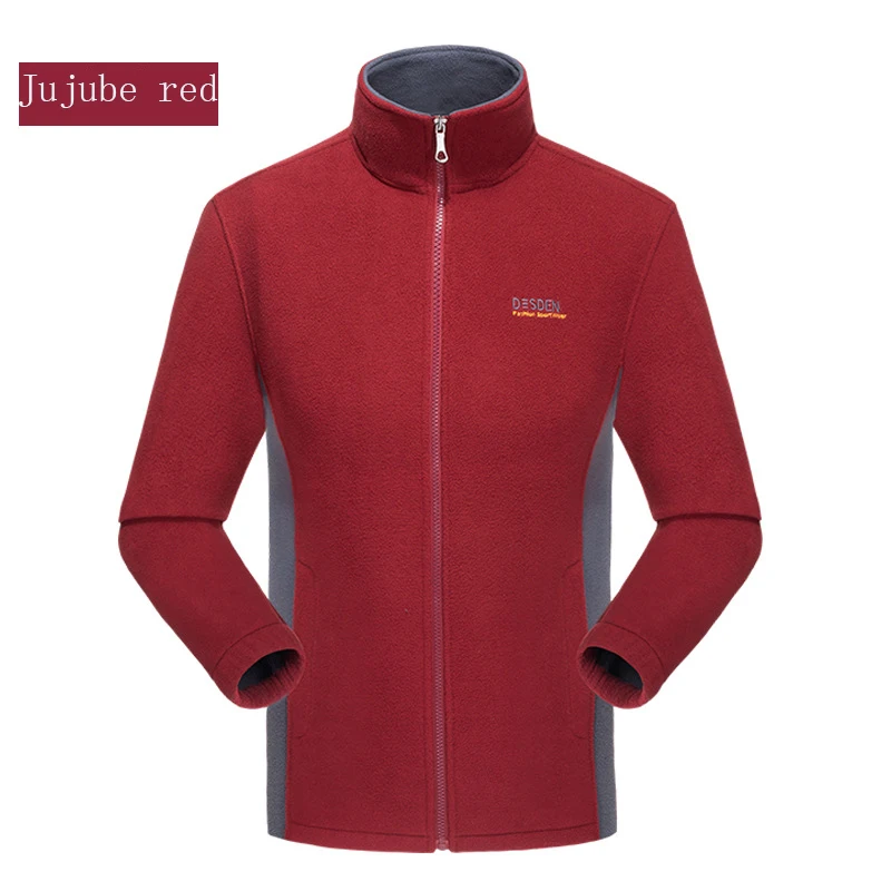 Jujube red Новая Мужская Уличная флисовая походная куртка весна осень ветрозащитная Толстая теплая куртка для альпинизма кемпинга пальто размера плюс 006 - Цвет: Jujube red