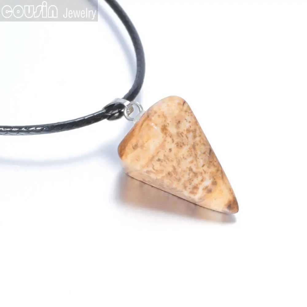 Горячая продажа натуральный камень Cystal Awl кулон с черным кожаным ожерельем