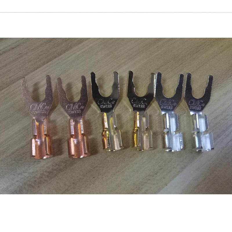Hi-End 5mm  Solid Copper Speaker Y Spades Fork connector Plug Banana plug Speaker Amplifier socket
