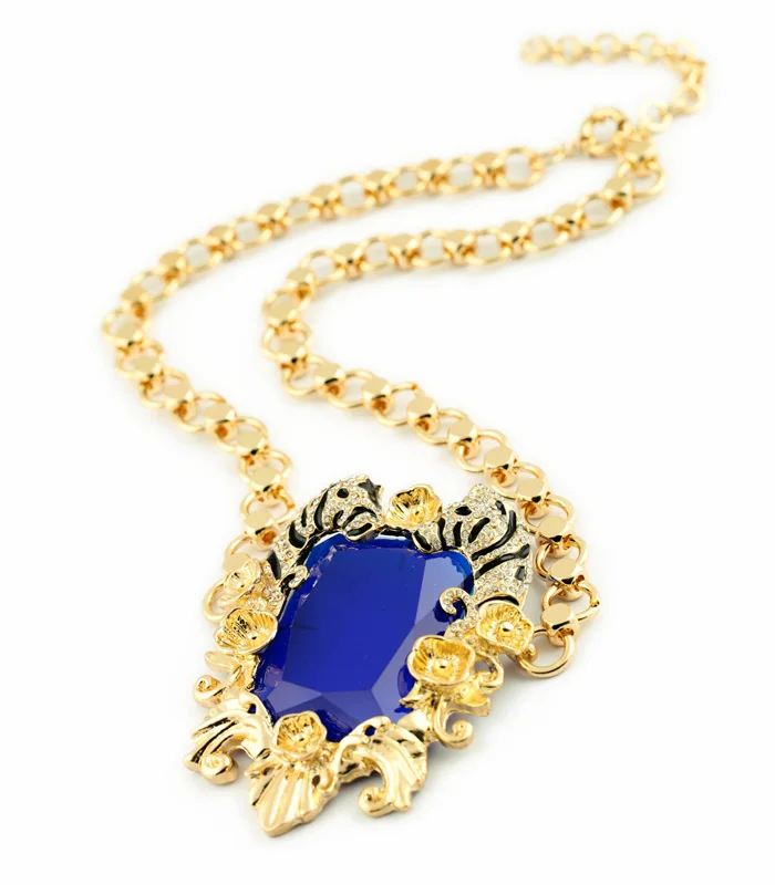 Мода 18 k Ручная работа цепочка оптовая продажа Большой синий камень на день
