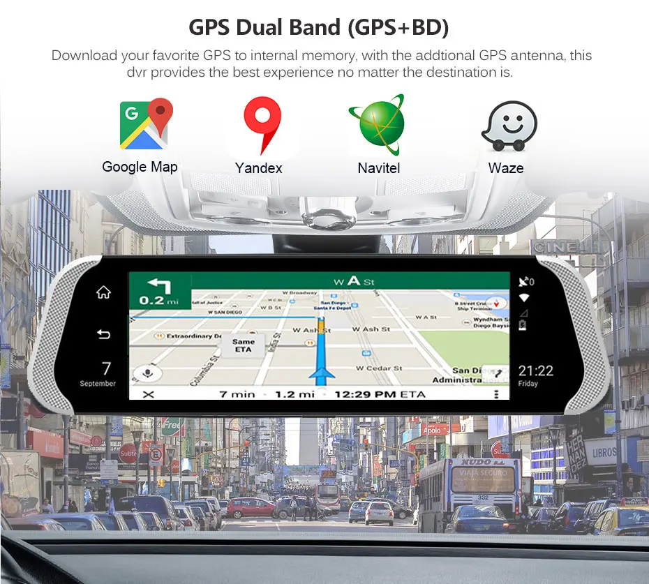 Зеркало заднего вида Anstar 10 дюймов 4G 1080P Android WiFi двойной объектив GPS навигация