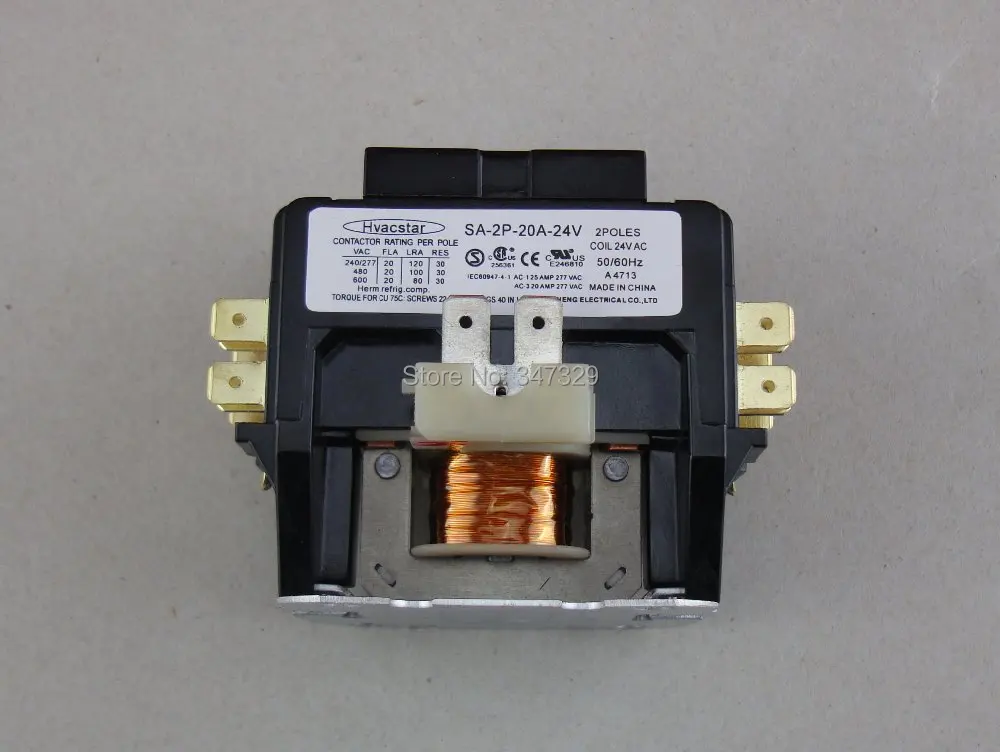 Hvacstar SA-2P-20A-24V определенной цели контактор 2 полюса 20FLA 24 В AC катушки, dp контактор, кондиционер контактор