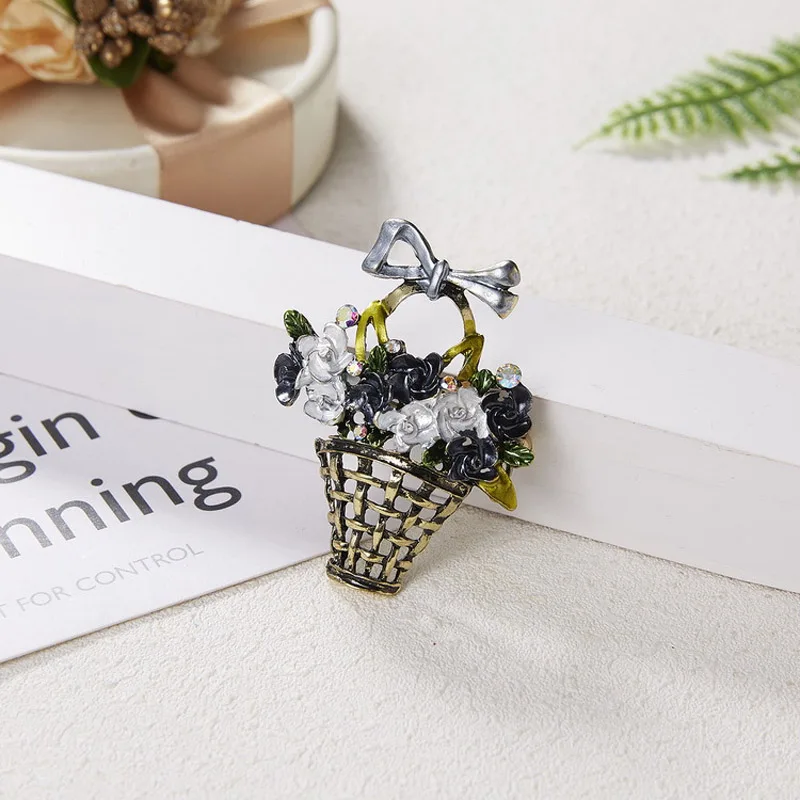 Фантазийные 2 Цвета в винтажном стиле Цветочная корзина Броши для женщин