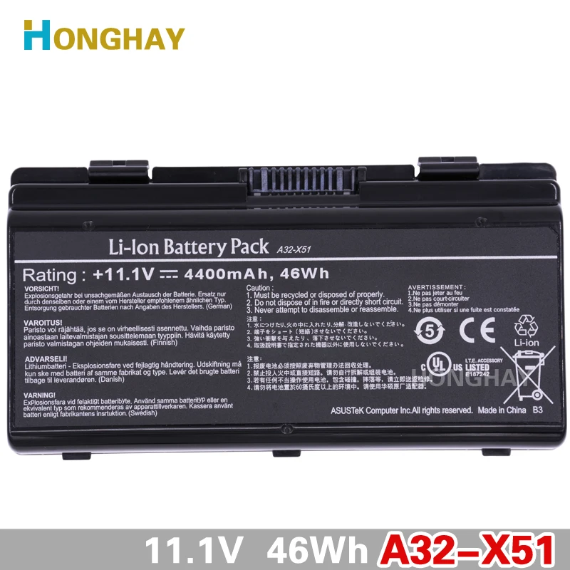 Оригинальный аккумулятор для ноутбука ASUS X51 4400 мАч Аккумулятор T12J XT12 X58 X51RL X51H X51L