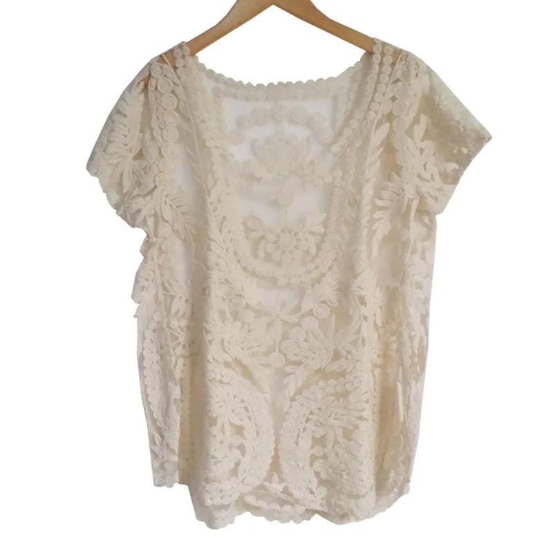 Женская кружевная блузка белая винтажная в стиле бохо лето 2017|white lace blouse|lace blousewomen