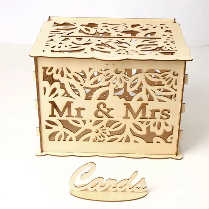 Mr Mrs Leaf Style Mr Mrs коробка для свадебных открыток украшения для детского душа винтажная коробка для карт с замком DIY коробка для денег деревянные подарочные коробки для дня рождения - Цвет: Mr Mrs Leaf Style